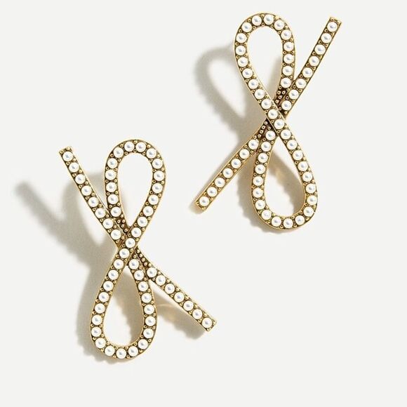 J.Crew | Pearl Bow Earrings | 1 4/5” Length - Picture 1 of 2